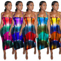 2021 Latest design summer fashionable cheap hot selling women clothing backless elegant casual sexy tie dye slip dress